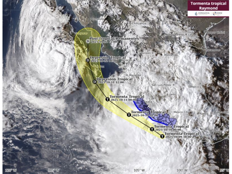 La tormenta tropical Raymond ocasionar&aacute; lluvias puntuales torrenciales en Guerrero (costa y suroeste) y Michoac&aacute;n