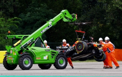 'Checo' en su peor inicio; el piloto tapat&iacute;o estrella su auto en primera pr&aacute;ctica del GP Hungr&iacute;a