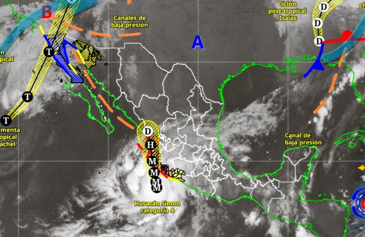 Lluvias puntuales extraordinarias en Colima y torrenciales en Jalisco por hurac&aacute;n Sim&oacute;n