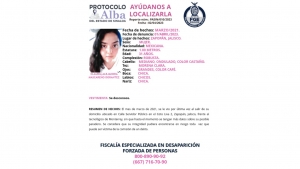 Protocolo Alba para la localizaci&oacute;n de Claudia Alejandra de 31 a&ntilde;os de edad que fue vista por &uacute;ltima vez en marzo de 2021