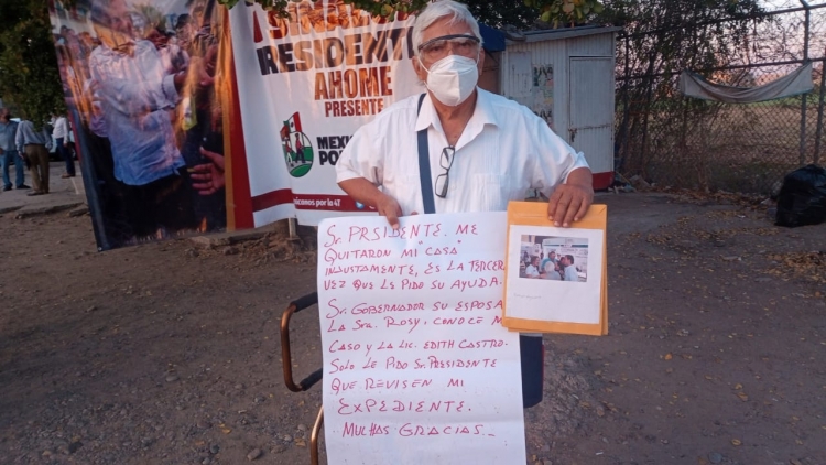 Adulto mayor reclama la ayuda del presidente López Obrador por tercera vez