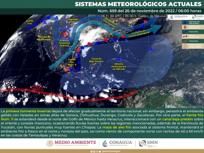 Se pronostican lluvias a muy fuertes en el oriente y sureste del pa&iacute;s, adem&aacute;s de la pen&iacute;nsula de Yucat&aacute;n
