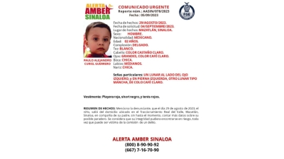 Activ&oacute; Alerta Amber para la localizaci&oacute;n de Paulo Alejandro de 2 a&ntilde;os de edad que fue visto por &uacute;ltima vez en el fraccionamiento Real del Valle junto a su pap&aacute;