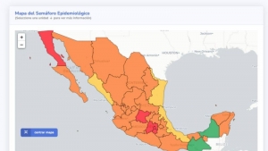 Ssa actualiza sem&aacute;foro epidemiol&oacute;gico y aumentan a cinco las entidades en rojo.