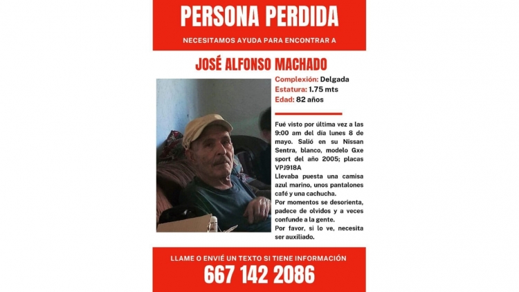 Se pide la colaboraci&oacute;n para la localizaci&oacute;n de Jos&eacute; Alonso Machado de 82 a&ntilde;os de edad