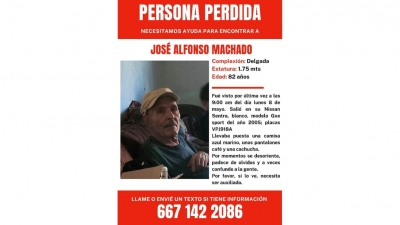 Se pide la colaboraci&oacute;n para la localizaci&oacute;n de Jos&eacute; Alonso Machado de 82 a&ntilde;os de edad