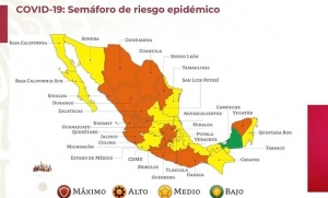 En el semáforo COVID-19, Campeche continua en riesgo bajo; Sinaloa entre los 17 estados en color naranja