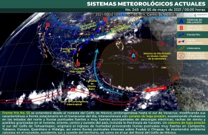 Chubascos en estados del norte del País por Frete Frío No. 55