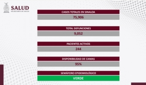 Sinaloa report&oacute; 244 casos activos seg&uacute;n Salud Federal
