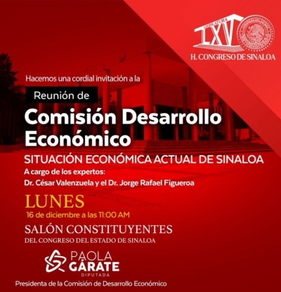 Invitan a reuni&oacute;n sobre econom&iacute;a en el Congreso de Sinaloa este martes