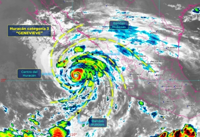 Imagen de satelite del HURAC&Aacute;N "GENEVIEVE" CATEGOR&Iacute;A 3