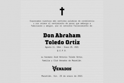 Fallece Abraham Toledo Ortiz, hijo del ex gobernador Toledo Corro