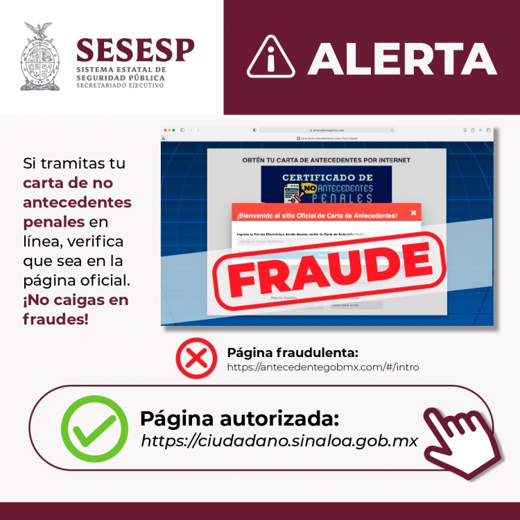 ¡No caigas en fraudes! Alerta SESESP sobre página falsa para cartas de no antecedentes penales