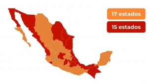 15 estados permanecen en riesgo m&aacute;ximo en el Sem&aacute;foro epid&eacute;mico en M&eacute;xico
