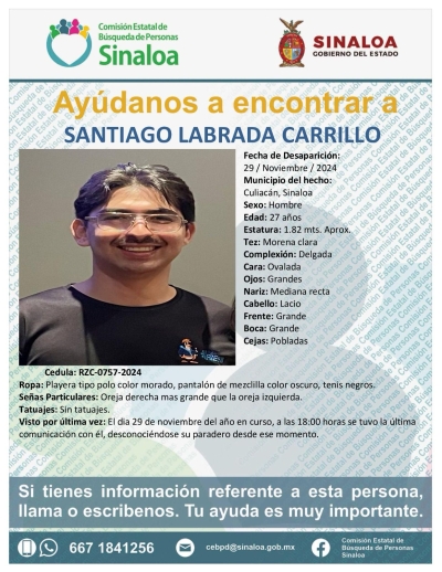 Desaparece empleado de Seguridad P&uacute;blica y Tr&aacute;nsito Municipal de Culiac&aacute;n