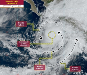 Aumenta Lidia su poder destructor, ya es hurac&aacute;n categor&iacute;a 3