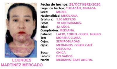 La FGE, solicita la colaboraci&oacute;n ciudadana para localizar a LOURDES MARTINEZ MERCADO
