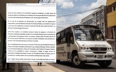 $12.50 con aire, $11.00 sin aire, las nuevas tarifas al transporte a partir de ma&ntilde;ana s&aacute;bado en Sinaloa