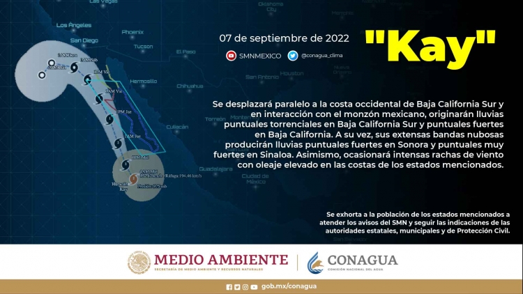 Hurac&aacute;n "Kay" deja de ser amenaza para Sinaloa: Protecci&oacute;n Civil
