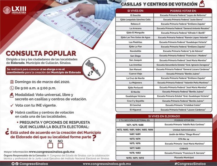 Da inicio la consulta para convertir a Eldorado en municipio