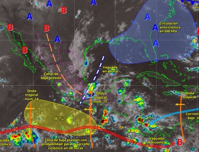 Hoy se prev&eacute;n Chubascos con lluvias puntuales fuertes en Sinaloa