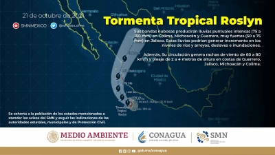 Roslyn es la tormenta tropical n&uacute;mero 17 y podr&iacute;a ser la &uacute;ltima de la temporada 2022