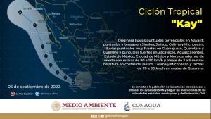 Convoca Protecci&oacute;n Civil Estatal a tomar medidas preventivas en Sinaloa ante Tormenta Tropical "Kay"