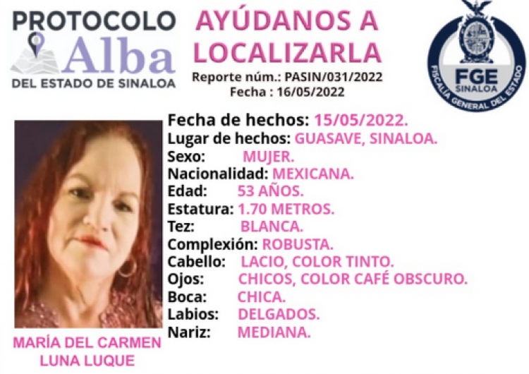 Desaparece una mujer adulta en Guasave