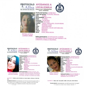 La FGE activó el Protocolo Alba por desaparición de tres mujeres en Sinaloa