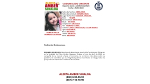 Activan Alerta Amber para localizar a Renata Paola Herrera Satarain de 5 años de edad, que desapareció en Guasave