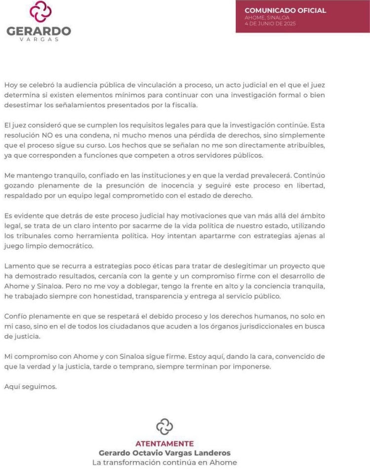 Por el delito de abuso de autoridad procesan al ex alcalde Gerardo Vargas Landeros