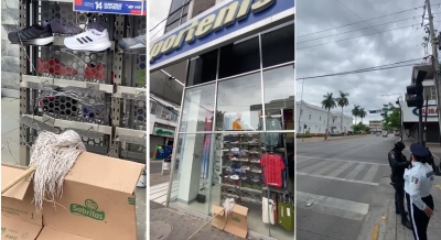 El colmo, cristalazo al Deportenis ubicado frente al Ayuntamiento