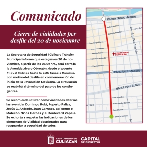 Cerrar&aacute;n la Obreg&oacute;n, en el tramo del puente Hidalgo al Zapata, por el Desfile del Aniversario 115 de la Revoluci&oacute;n Mexicana