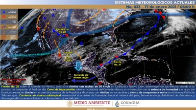 Se prev&eacute;n fuertes lluvias en el centro y sur de M&eacute;xico