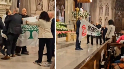 Hombres irrumpen misa en la Catedral de San Patricio en Nueva York y exigen “Palestina libre”; policía arresta a tres