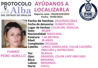 Yumiko, 11 meses desaparecida en Culiac&aacute;n