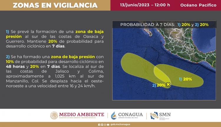 Se forma Baja Presión en el Océano Pacífico probabilidades de un Ciclón Tropical