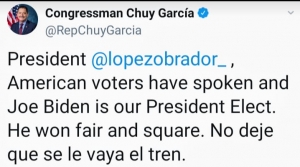 No deje que se le vaya el tren, responden dem&oacute;cratas al presidente L&oacute;pez Obrador