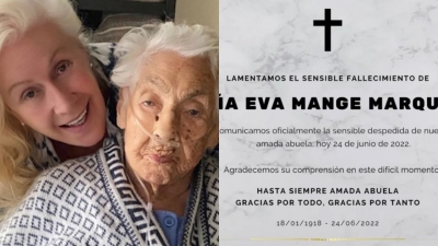 Dan el último adiós a Doña Eva Mange, la abuela de Thalía que falleció a los 104 años