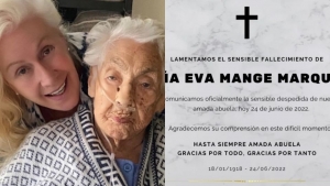 Dan el &uacute;ltimo adi&oacute;s a Do&ntilde;a Eva Mange, la abuela de Thal&iacute;a que falleci&oacute; a los 104 a&ntilde;os