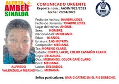 Desaparece Alfredo, de 16 a&ntilde;os, en Ahome