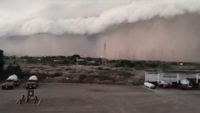 Impresionante tormenta de arena engulle Guaymas; m&aacute;s del 80% de la poblaci&oacute;n se queda sin luz