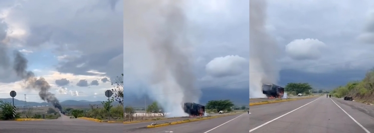 Localizan caja de trailer y camioneta blindada quem&aacute;ndose sobre la libre M&eacute;xico 15, rumbo a Cosal&aacute;-La Cruz