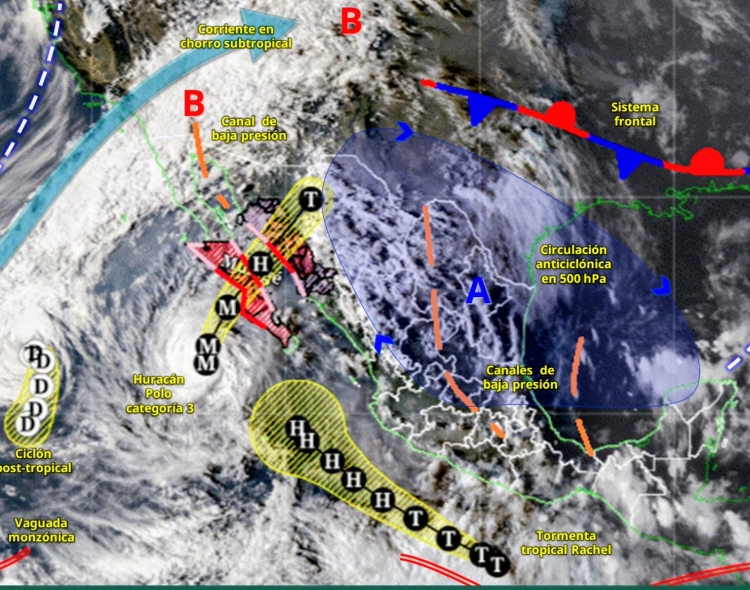Durante esta noche y la madrugada del lunes, el hurac&aacute;n Polo de categor&iacute;a 3 ocasionar&aacute; lluvias fuertes en BCS