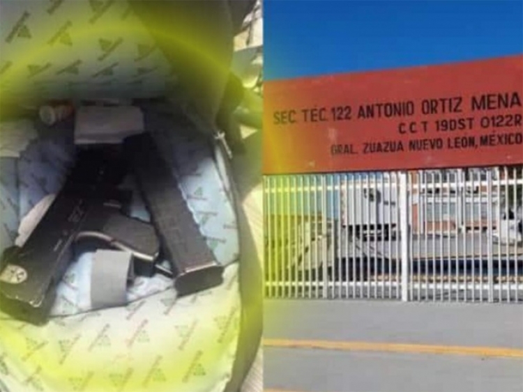 Alumno de secundaria llevaba subametralladora UZI en mochila: Nuevo Le&oacute;n