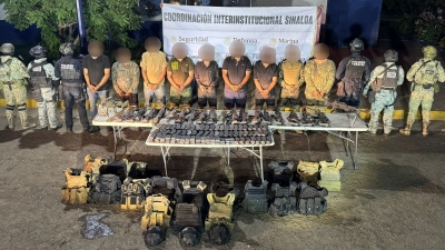Tras enfrentamiento en El Guasimal, aseguran a 9 civiles, armas largas y equipo t&aacute;ctico