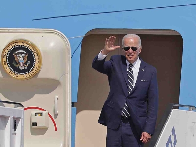 El Air Force One con Biden a bordo parte en vuelo hist&oacute;rico entre Israel y Arabia Saudita