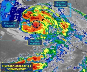 Imagen de sat&eacute;lite de Hurac&aacute;n "Genevieve", categoria 1