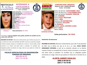 Desaparecen Kassandra y el peque&ntilde;o Miles Daniel; son de La Brecha, Guasave