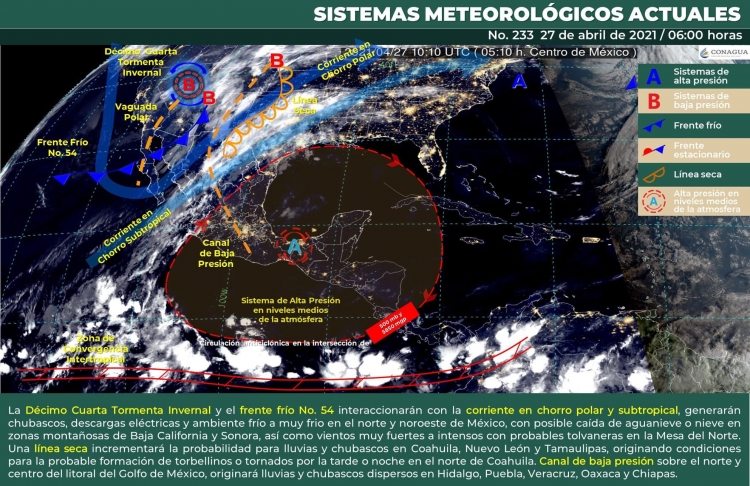 Tormenta invernal ocasionar&aacute; aguanieve en el noroeste de M&eacute;xico